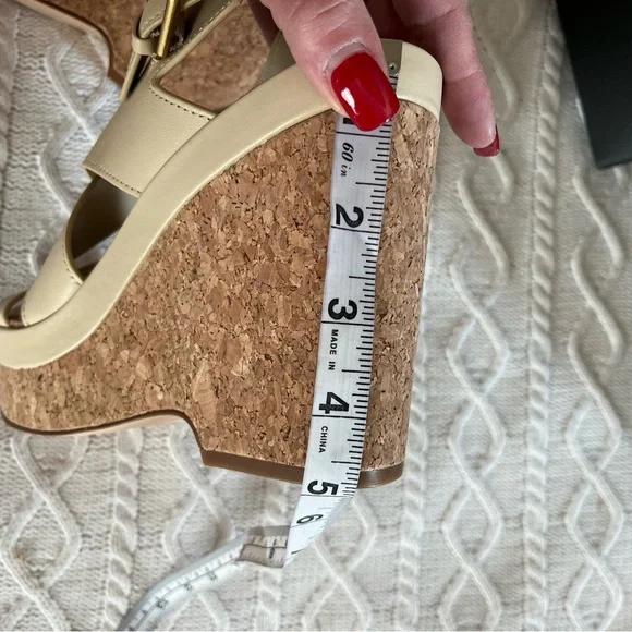 Vince Camuto Cream Wedge Sandals Leather “Diliah” Style, Various Sizes - Picture 4 of 14